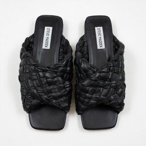 Steve Madden Black Woven Women's Sandals